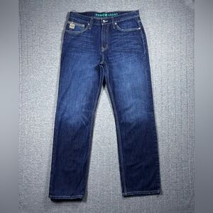 Cinch Grant Jeans Relaxed Boot Cut Mens 33x33 Med/Dark Wash White Label Western